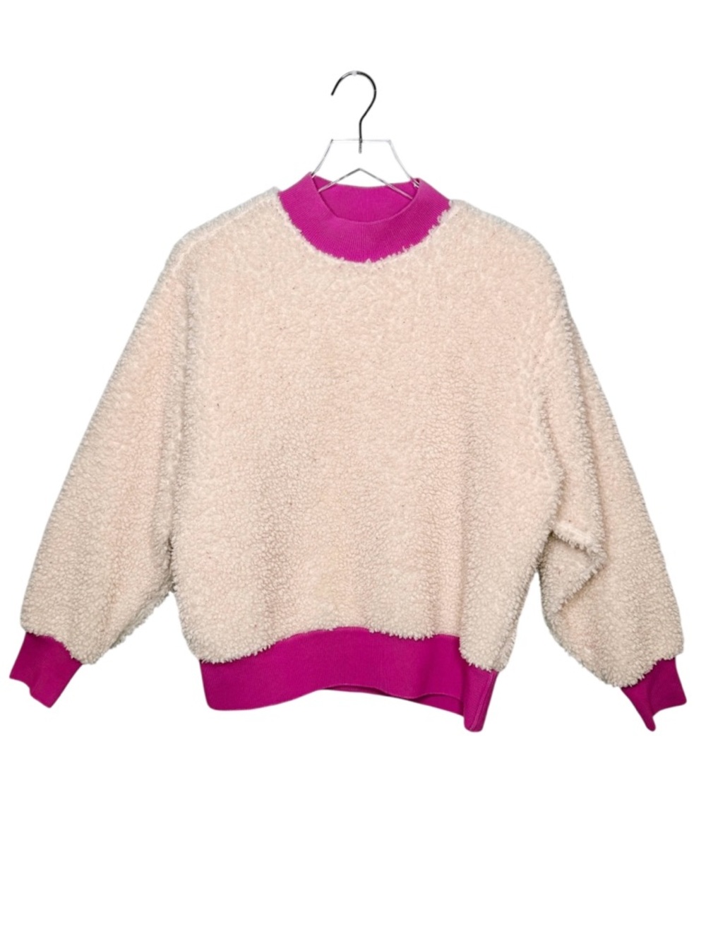 COS Sherpa Cream Color Contrast Women’s Sweatshirt Sz XS